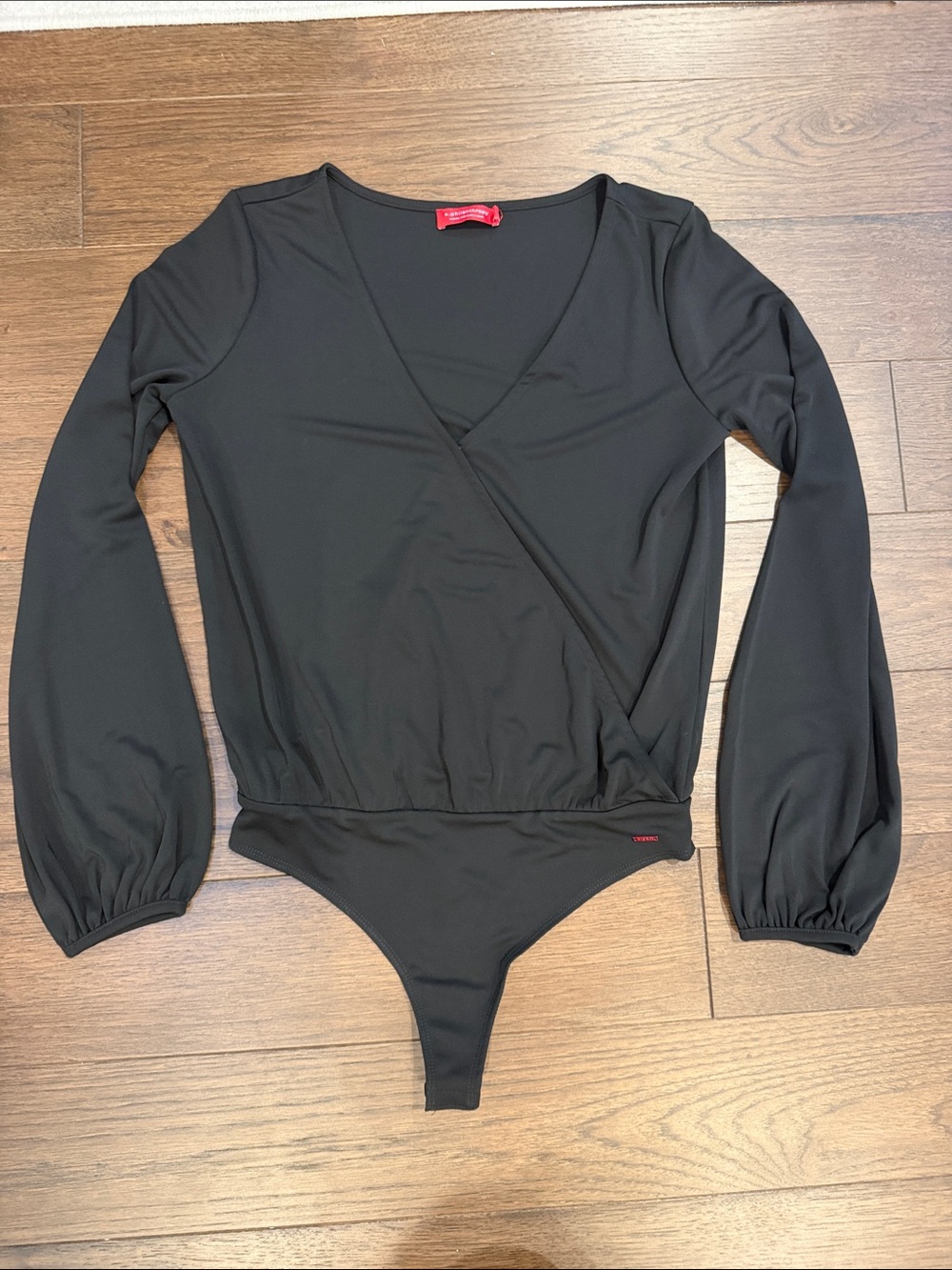 n:PHILANTHROPY Black Wrap-Front Bodysuit Size Small - C11-449